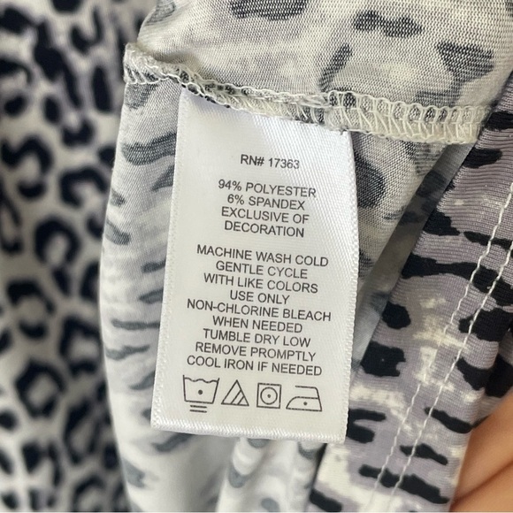 Anne Klein Animal Print Dress 3X Office Career A-Line Knee Length Stretch Ruffle - Picture 15 of 15